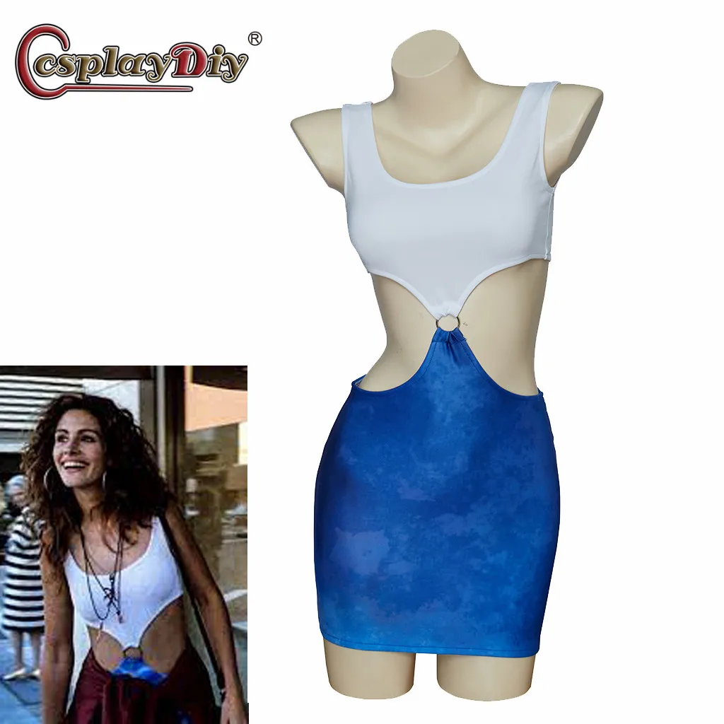 Cosplaydiy Pretty Woman Dress Cosplay Sexy Dress Bare waist dress Julia Roberts Richard Gere Romantic Comedy Film Costume Dress