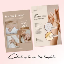 DsgnTouch Custom Editable Canva Jewelry Social Media Flyer Beige Aesthetic Jewelry Business Marketing Advertise For Salon