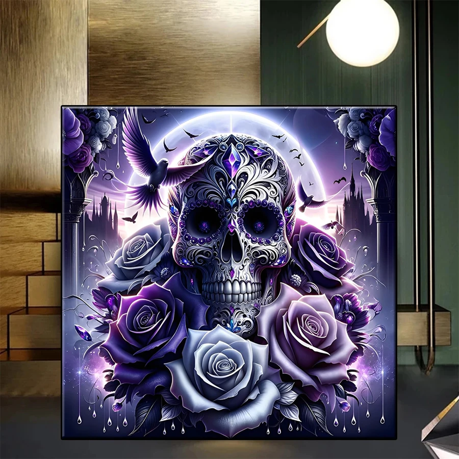 

Diamond Painting Kit New Dreamy Art Skull Flower Full Drill DIY Diamond Embroidery Mosaic Home Adult Decoration Gift