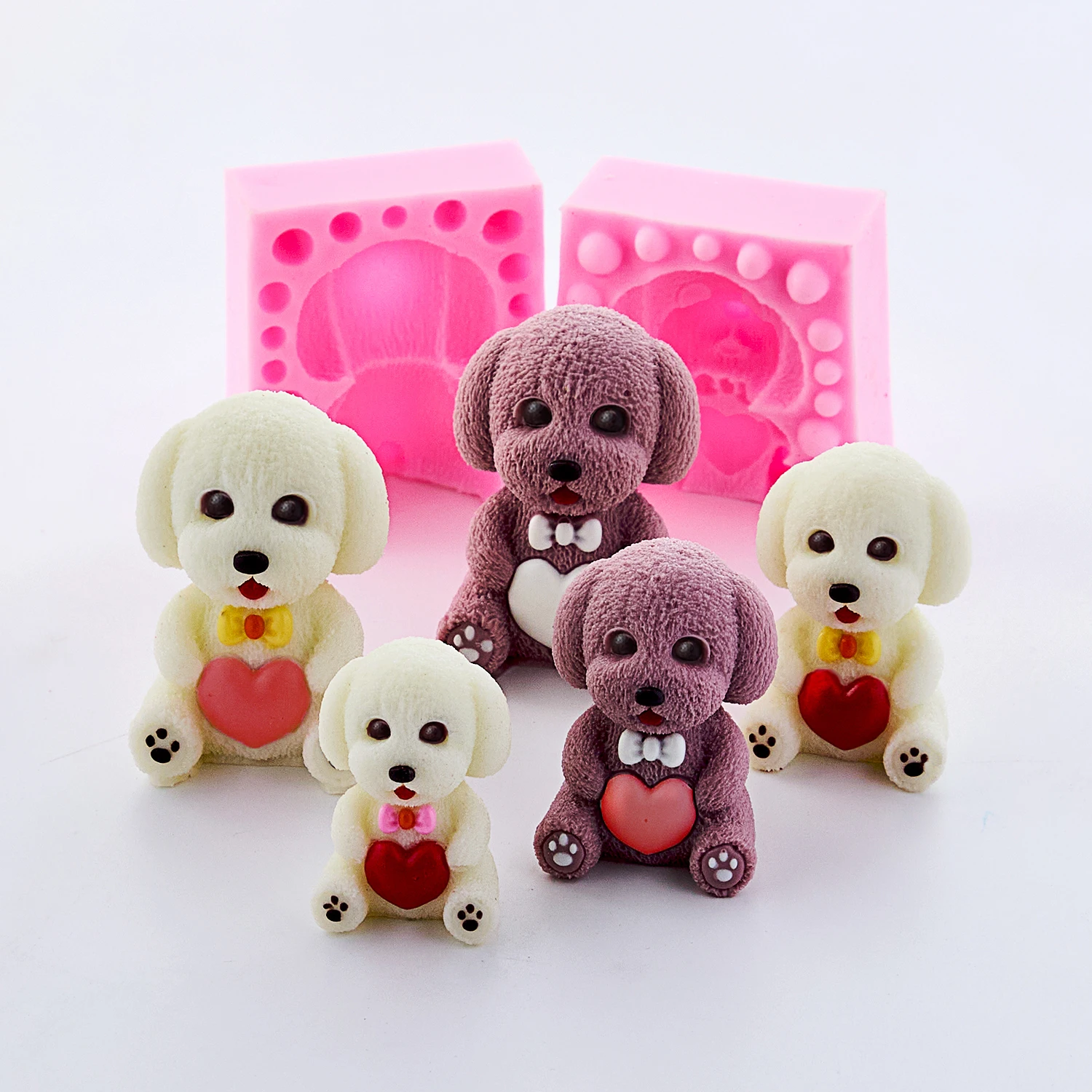 3D Hugging Dog Teddy Ornament Soap Silicone Mold