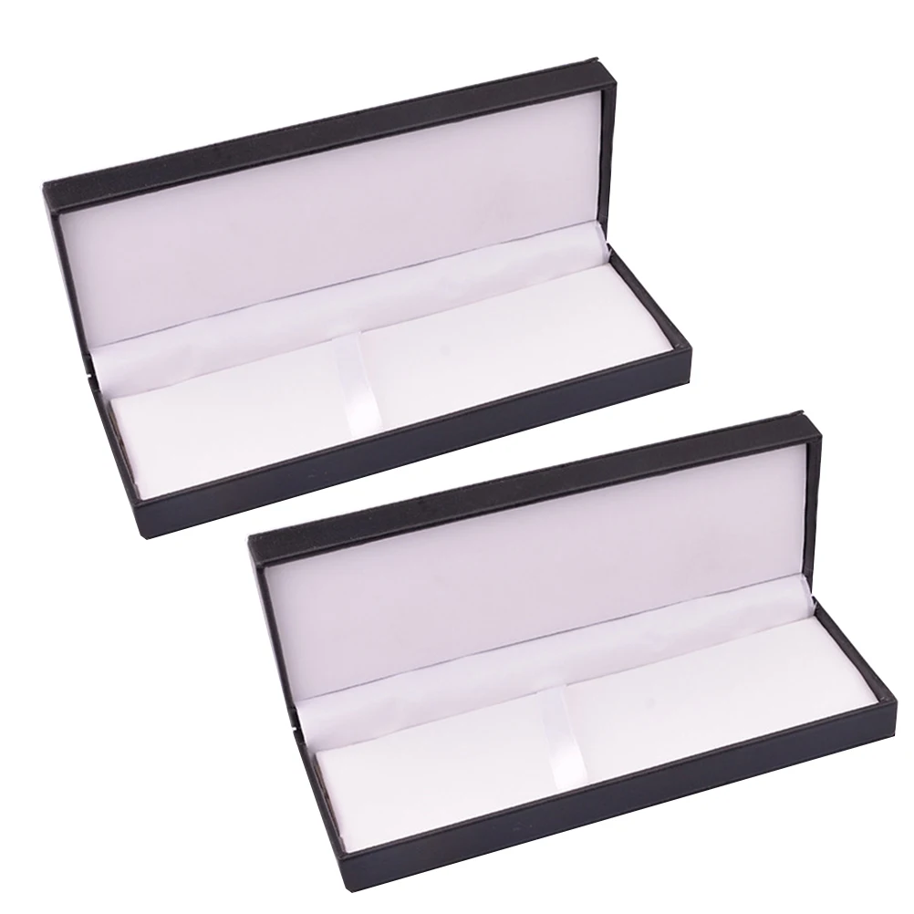 

2Pcs PU Pen Box Waterproof Portable Stylish Gift Organizer for Business and School Black Pen Box Pencil Case