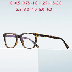 0 -0.5 -0.75 To -6 Small Frame Square Myopia Spectacles Women Men Blue Light Blocking Anti-reflective Minus Prescription Glasses