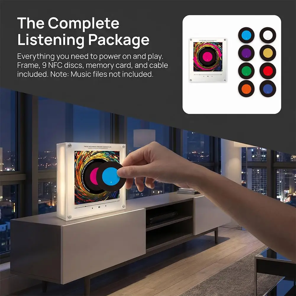 Music Refrigerator Magnets Record Stickers with Rotating Player Music Box Fridge Magnet with Light for Home Kitchen Apartment