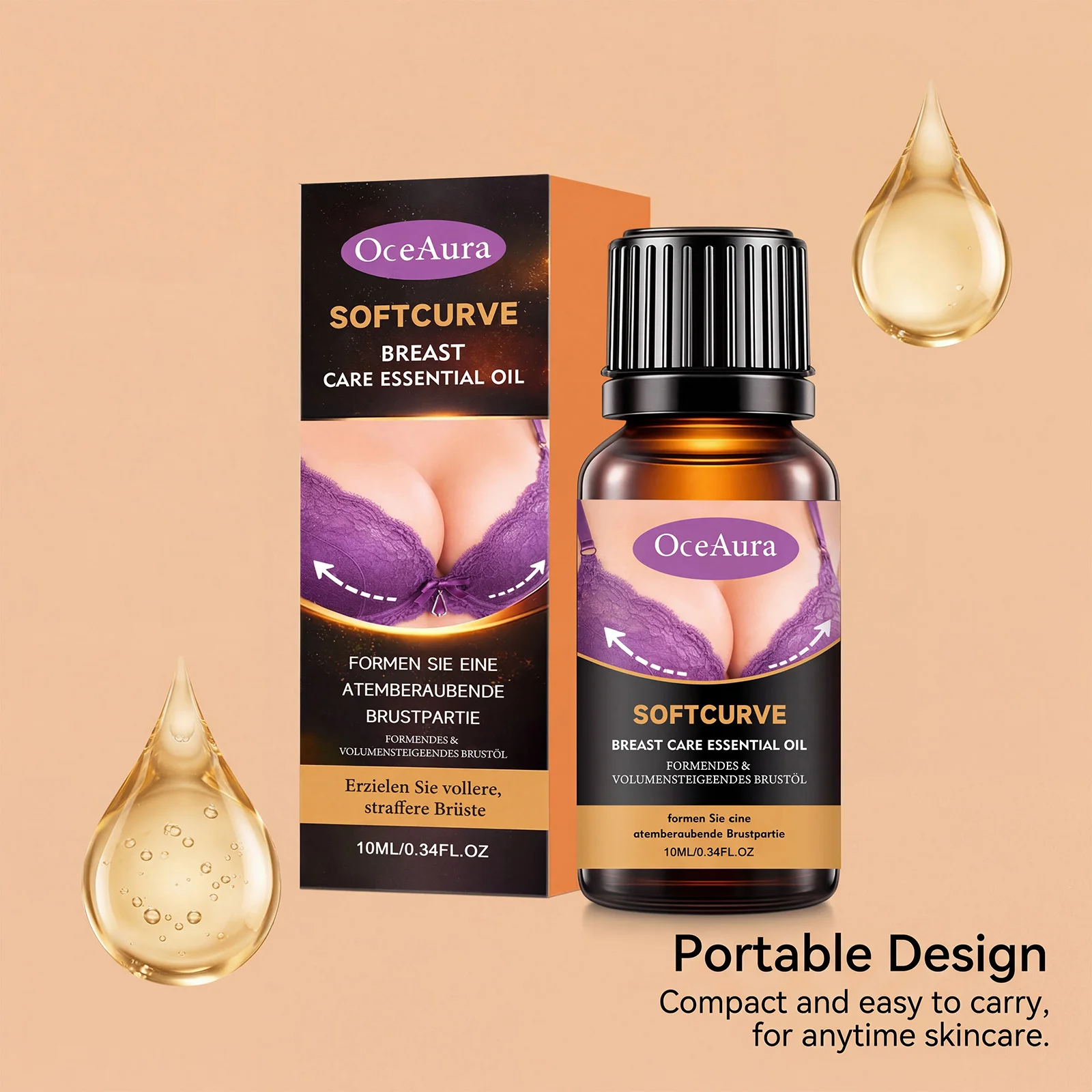 Women's chest care essential oils, moisturizing, moisturizing, light texture, easy to absorb, non-sticky, suitable for daily use