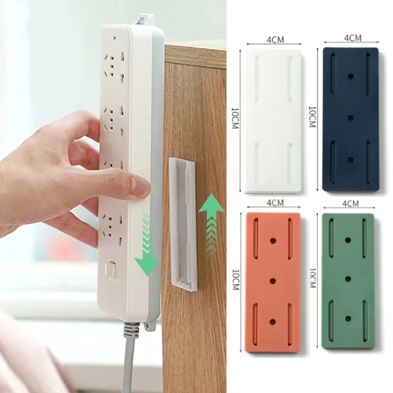 Wall Mounted Socket Holder Fixer Patch Self-Adhesive Power Socket Strip Fixator Punch-free Plug Socket Organizer for Home Office