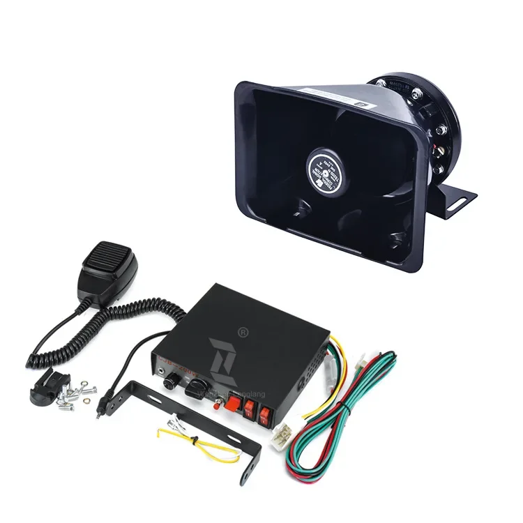 200W new 12V 24V car mounted alarm host with speaker, 9-tone car alarm horn