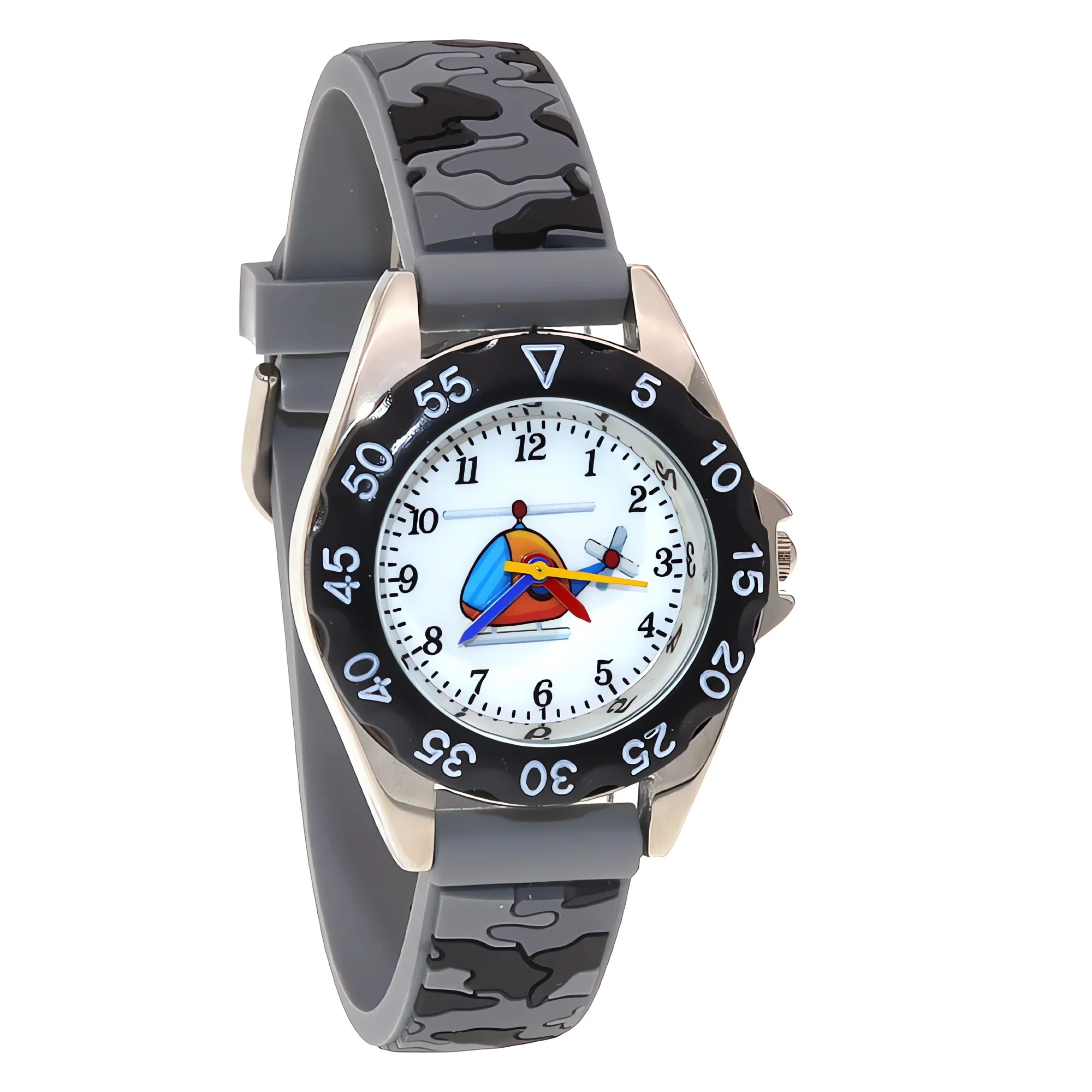 Children's Camouflage Silicone Strap Quartz Digital Wristwatch - Fashionable Kids' Timepiece