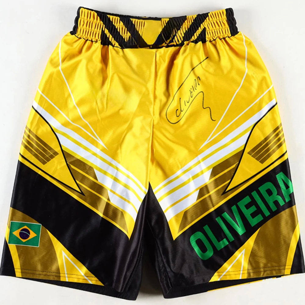 Retro Charles Oliveira Signed Do Bronx Custom Fight Shorts Men Women MMA Octagonal Cage Oversized Jujutsu Training Shorts ﻿