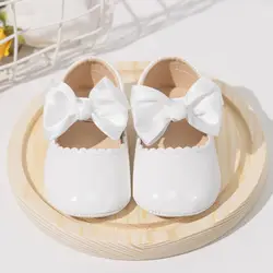KIDSUN Newborn Baby Girl Shoes PU Leather Bowknot Dress Shoes Infants Rubber Non-Slip Toddler First Walker Baby Shoes Girls