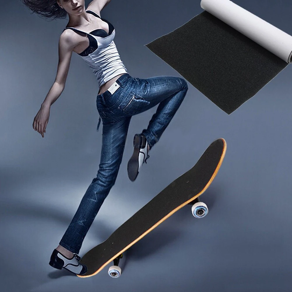 1PC Black Skate Scooter Sandpaper Sticker Perforated Skateboard Deck Skateboard Sand Paper Tape  81 cm * 22 cm/31.88*8.66in