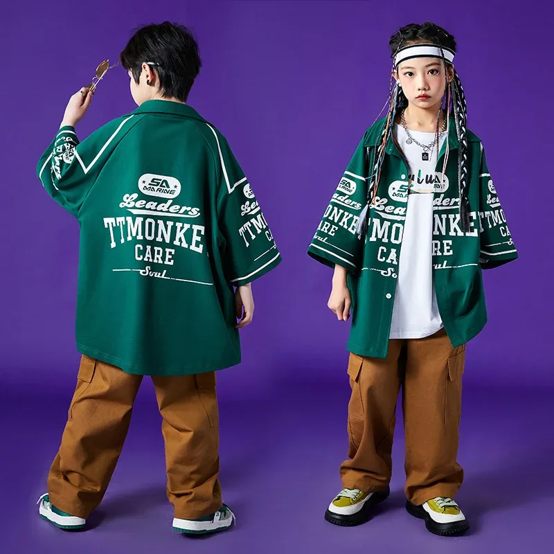 Street dance children's fashion suit hiphop boy set children's drum performance suit girl jazz dance runway show