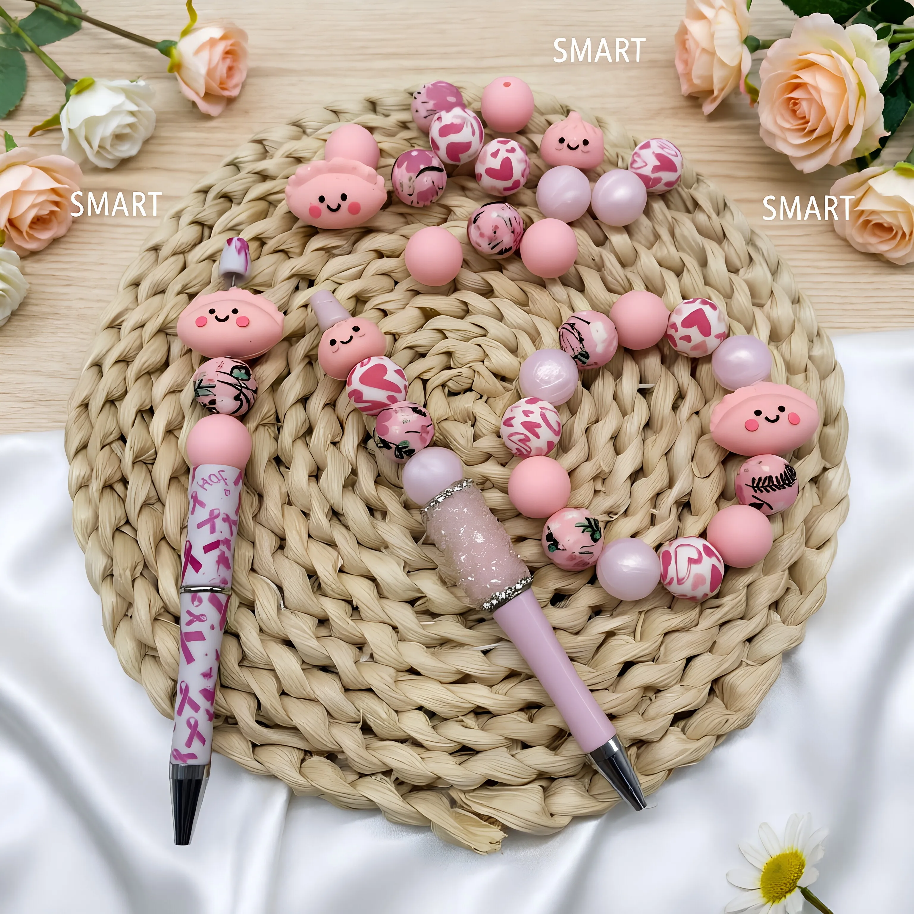 28-teiliges Set aus Silikonperlen in Brötchen- und Knödelform für DIY-Halsketten, Armbänder, Dekorationen, Stifte, Schmuckanhänger usw. Geburtstagsgeschenk für die Feiertage – Detail 3