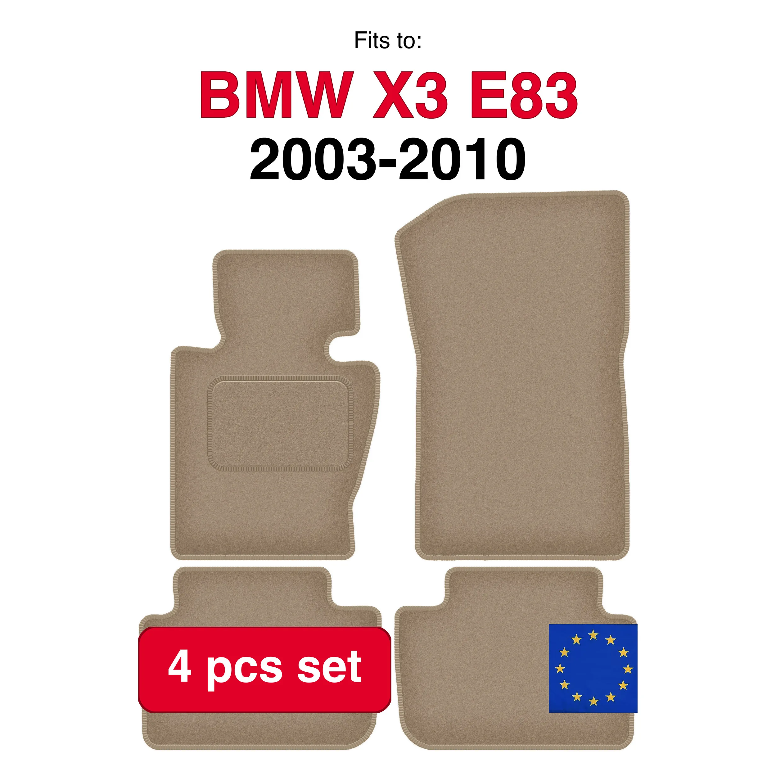 Image of BMW X3 E83 SUV (2003-2010) -beige (4 Stück) passgenaues Auto-Fußmattenset