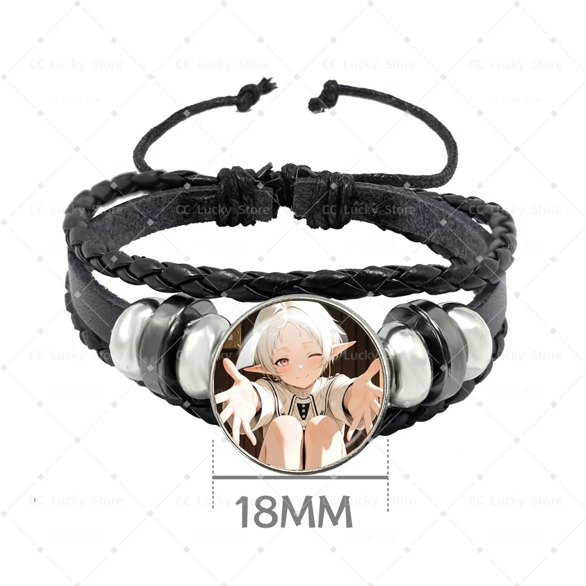 18MM Glass Cabochon Bracelet Mushoku Tensei: Jobless Reincarnation‌ Cartoon Pendant Jewelry Accessories Drawstring Bracelet Gift