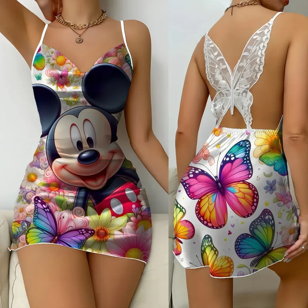 

2024 Sleepwear for Women Summer Sexy Woman Nightie Sexy Style Women Free Shipping Pajama Lady's Minnie Disney Pattern Skirt