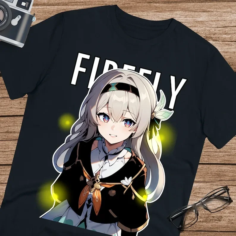 

Kawaii Firefly Print T-shirt Women Honkai Star Rail Graphics Short Sleeve Tee Shirt Female Harajuku Unisex Casual Clothing Tops