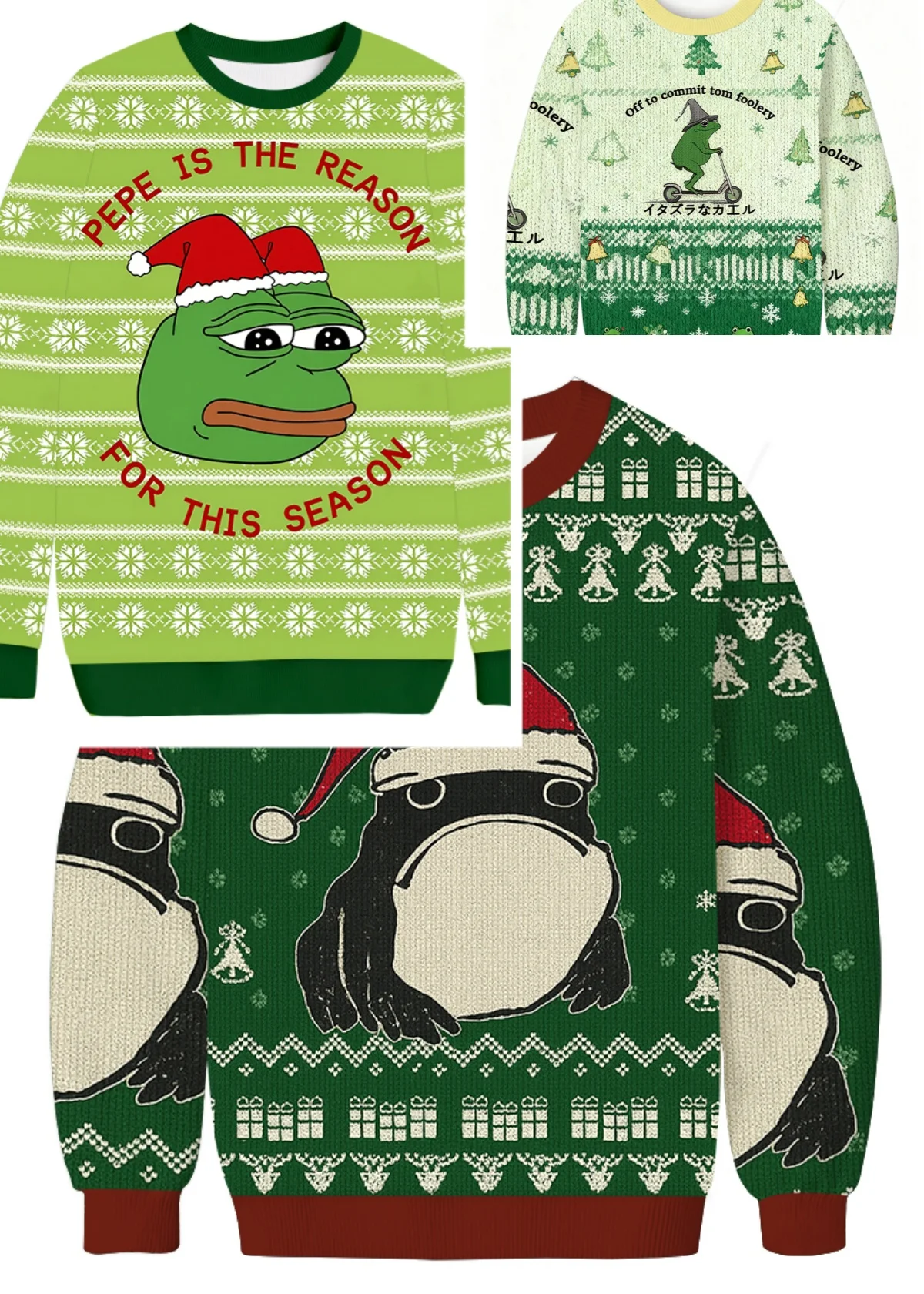 Sad Frog Funny Christmas Ugly Sweater Thin Velvet Adult Boys and Girls Couple Family Parent Child Festival Hoodie