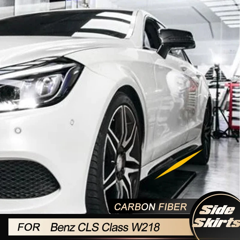 

Автомобильные боковые юбки для Mercedes Benz CLS Class W218 CLS63 AMG S Sedan 4-Door 2014-2018, боковые юбки-бамперы, комплект кузова из углеродного волокна