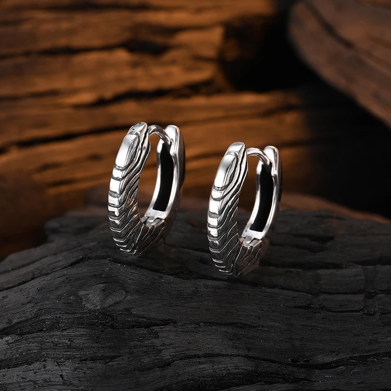 KOFSAC Trendy Zebra Tiger Skin Pattern Hoop Earrings For Women Vintage Glamorous 925 Thai Silver Jewelry Personality Ear Buckle
