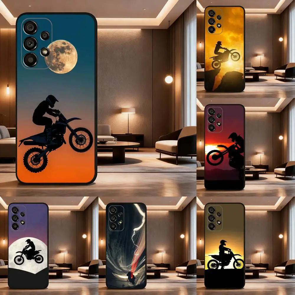 

Moto Cross Motorcycle Sports Phone Case For Samsung Galaxy A73,31,32,72,41,53,52,71,22,5G,Note,J7,8,9 Soft Black Cover