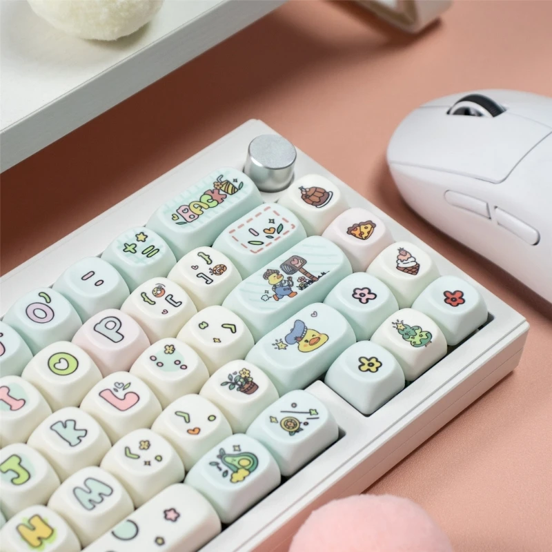 Einzigartiges Fruit Duck PBT-Tastenkappen-Set, 134 Tasten, MOA-Profil-Tastenkappen, Farbsublimation für längere Tastaturnutzung