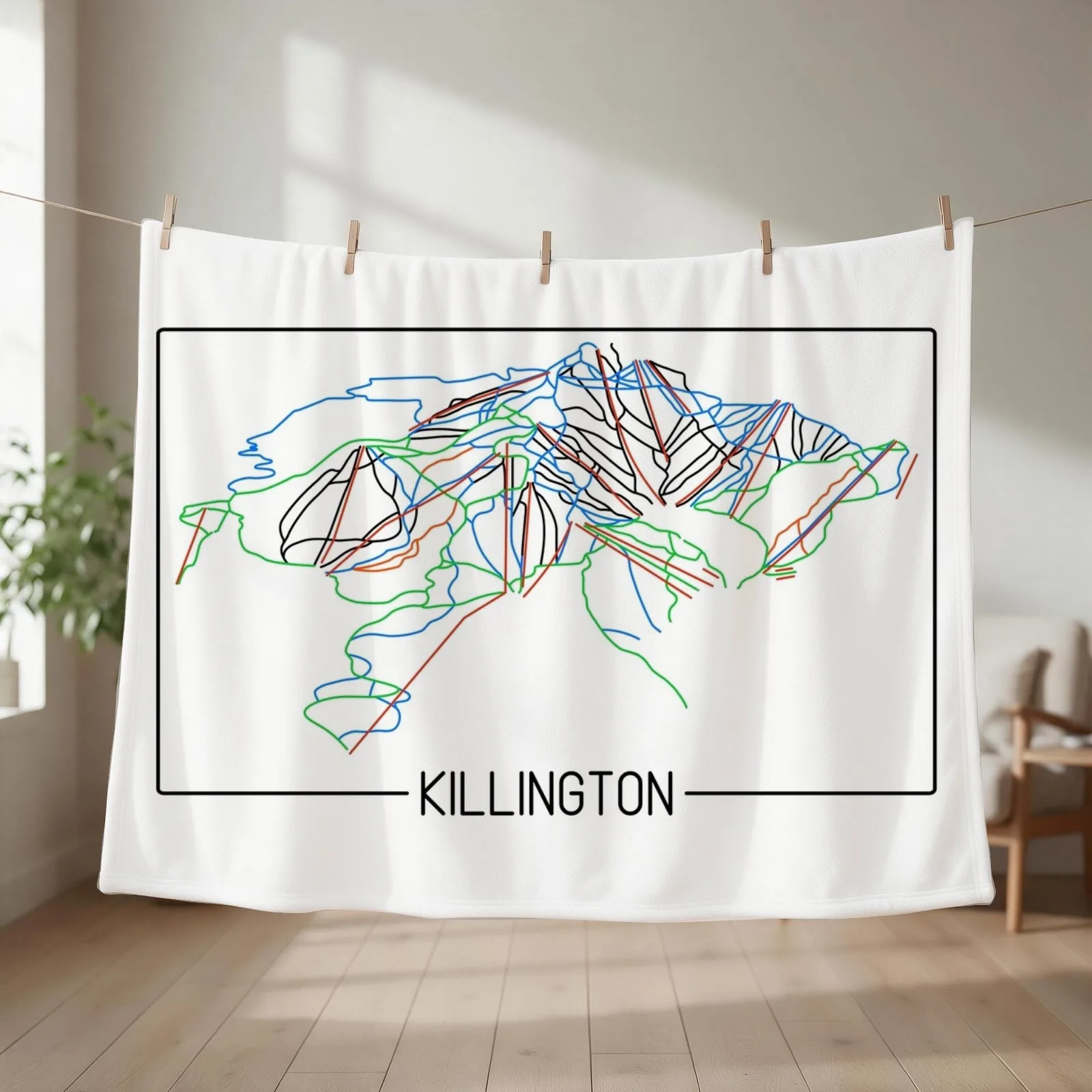 Killington Trail Rating Map Throw Blanket couch cozy soft plush fuzzy picnic outdoor blanket