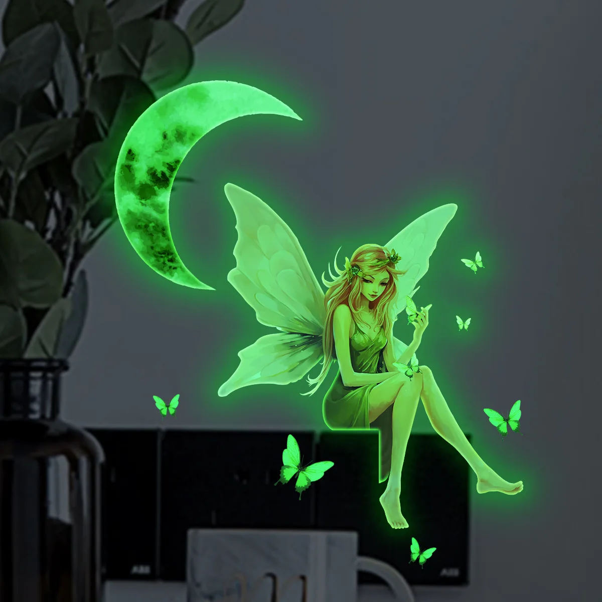Fairy Elf Fairy Luminous Wall Stickers for Kids Rooms Girls Room Home Decor Glow In The Dark Fluorescent Light Switch Stickers