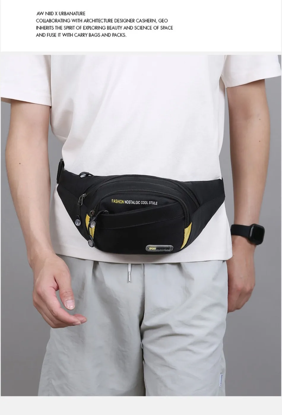 Multifunktionale Outdoor-Sport-Hüfttasche für Herren, große Kapazität, mehrschichtige Umhängetasche, verdickte modische Brusttasche – Detail 5