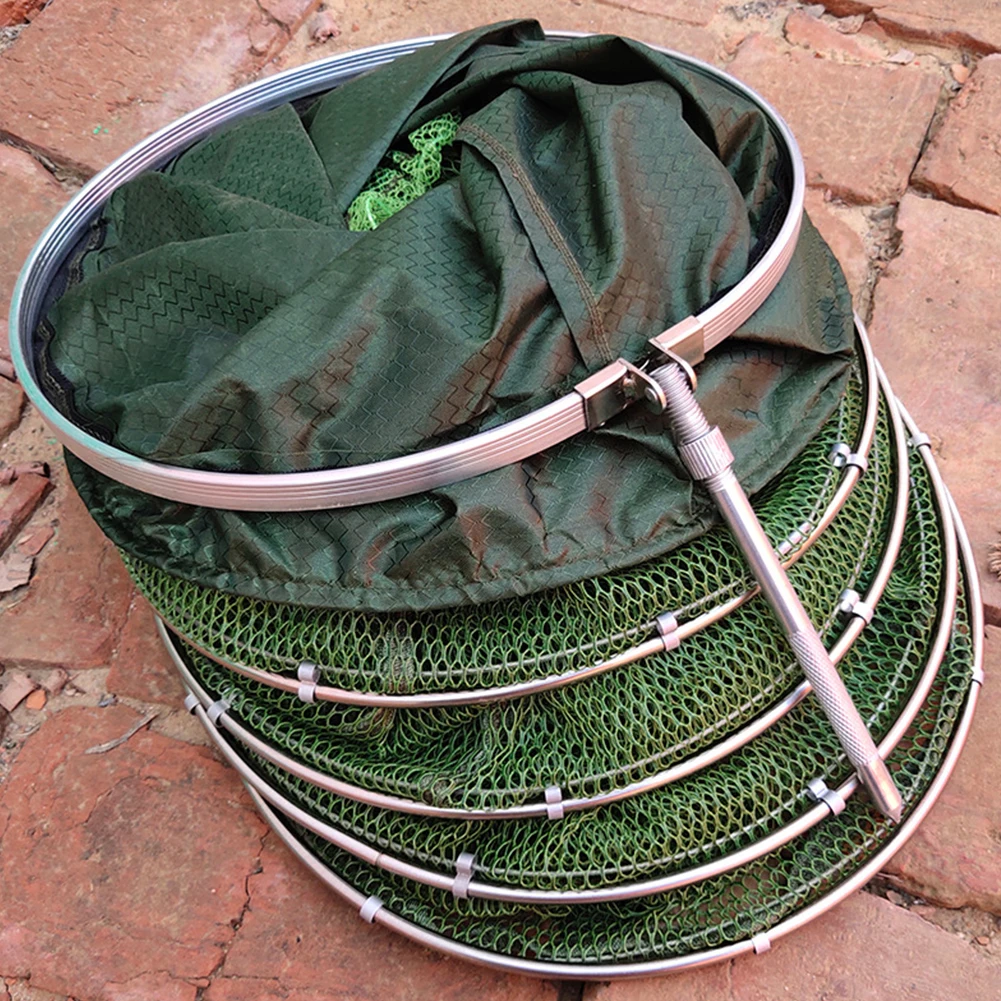 Fishing Net Portable Mesh Net Fish Storage Steel Ring Folding Fish Cage Fishing Trap Net Fish Basket Tackle Fishing Accessories