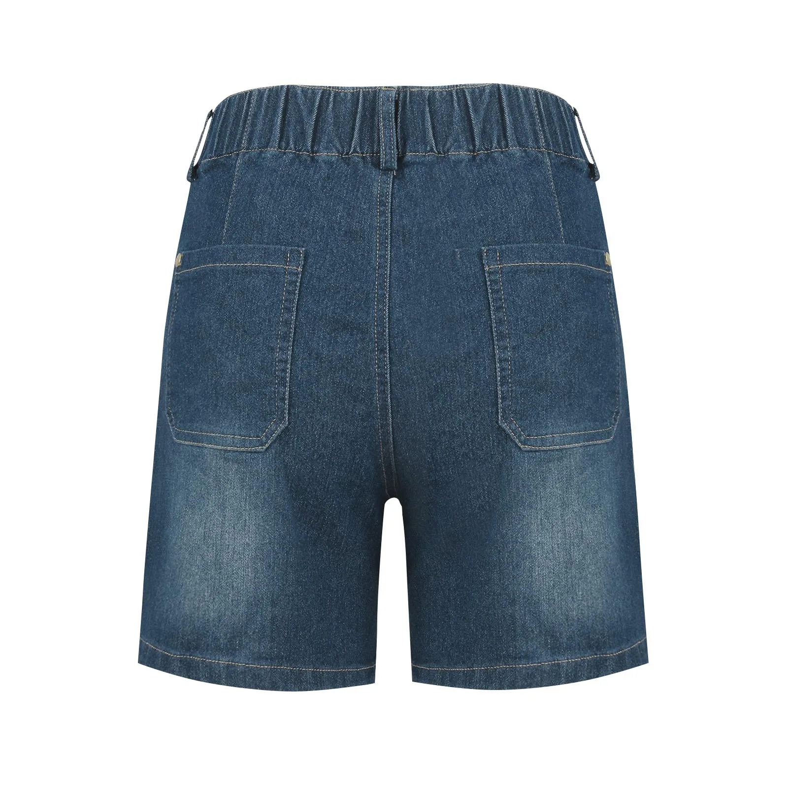 Traf-Short taille haute élastique pour femme, short en jean décontracté mi-long, jean extensible avec double poches AdTosDouble, 2024