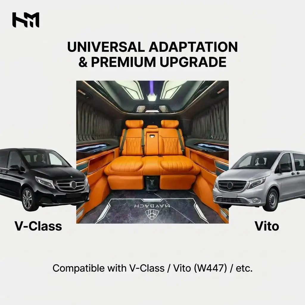 Haomi Mercedes Vito V-Class W447 Rear Wall Trim Panel Van Conversion Interior Upgrade Kit Plastic Luxury 3D Rendering 24H OEM