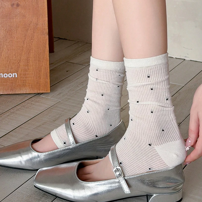 Women Ankle Socks New Spring Summer Thin Dots Women Leg Warmers Fashion Simple Korean Style Women Short Socks