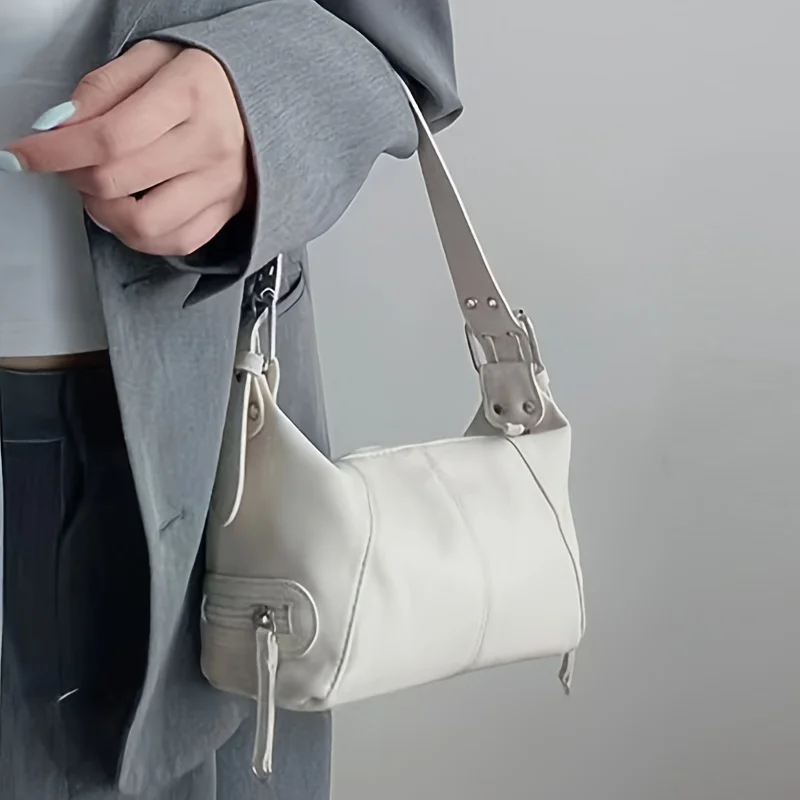 Unterarmtasche Damenhandtasche Cooler Drag-Style Einzel-Schultertasche Nischen-Design Leder Reißverschluss Einzel-Schulter Handtasche