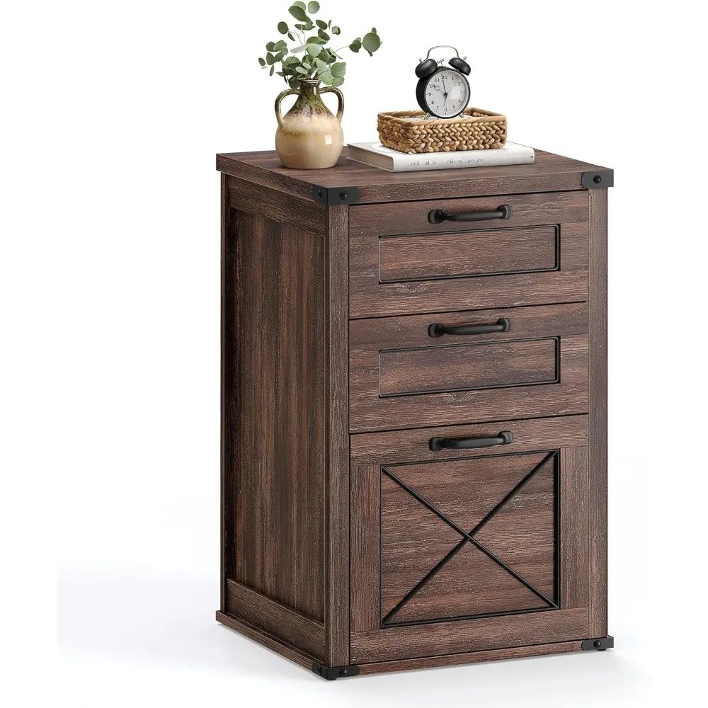 

File Cabinet, Filing Cabinet with 3 Drawers, Printer Stand, Fit A4, Letter Size, Hanging File Folders, Modern Farmhouse