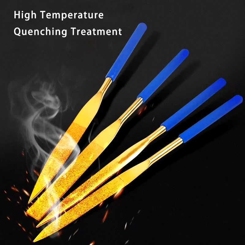 Mini Needle Diamond Files Set 10PCS 3x140/4x160/5x180mm for Jewelers Diamond Carving Metal Glass and Stone Crafts Hand Tool
