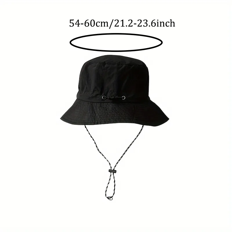 1PC Unisex Outdoor Sun Hat with Windproof Cord&Adjustable Strap,Foldable Wide Brim Fishing Hat for Beach, ravel,Camping&Safari - Detail Angle #06