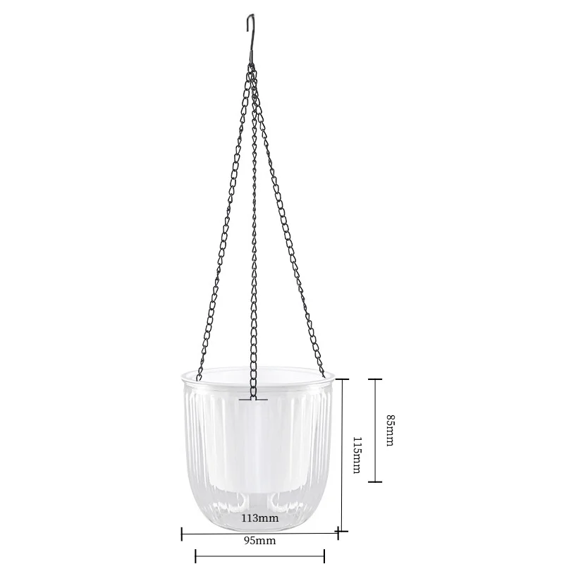 Hanging Plant Pot 3Pcs Set With Hook And Liner, Hanging Basket With Drainage Holes For Home Garden Decor