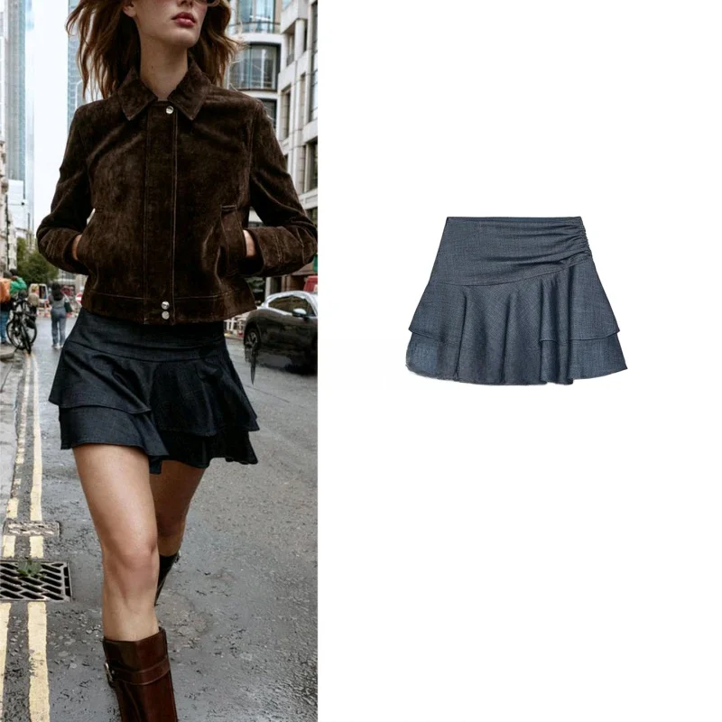 

Новые женские повседневные юбка-шорты с высокой талией, многослойные, декоративные, осенний дизайн, простые, стильные, из полиэстера, с плиссировкой