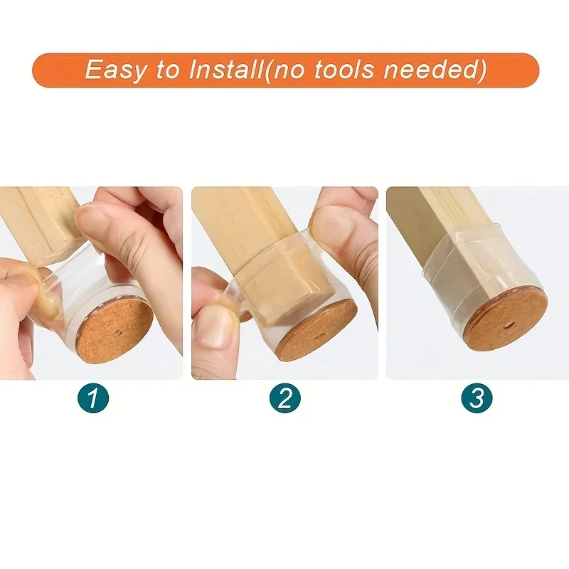 24 Pcs Silicone Chair Leg Floor Protectors with Non-slip Felt, Furniture Cups for Hardwood Floors, Protect Floors from Scratches image 3