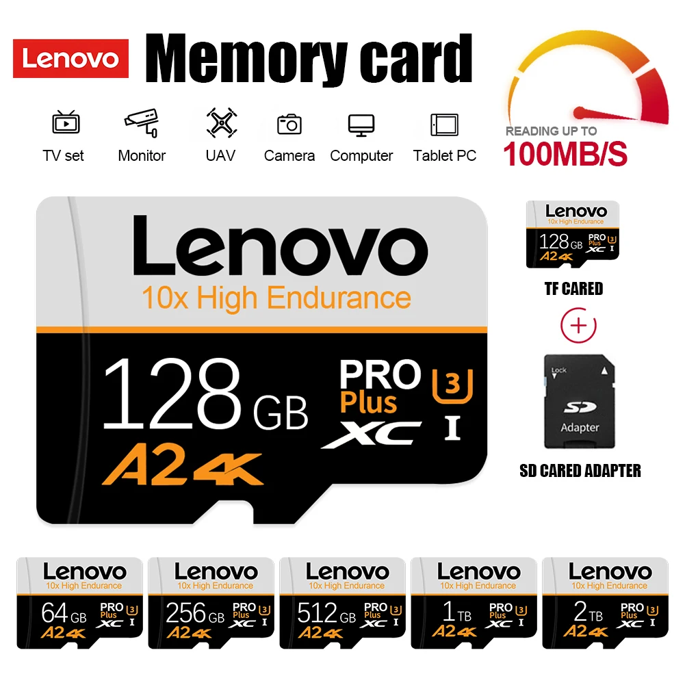 Lenovo Secure Digital Memory Card 128GB 64GB Camera SD Flash Memory Card 256GB For Digital SLR Camera Camcorder U3 Mini TF Card