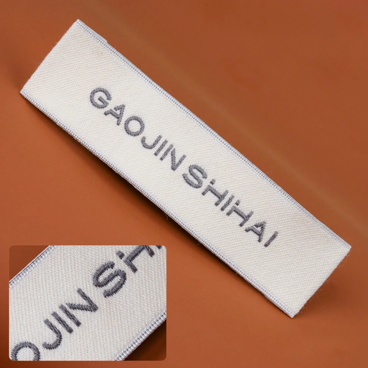1.6X6.0CM Custom Computer Woven Cotton Neck Labels Black White Main Tags for Kids Clothing High Quality Low MOQ