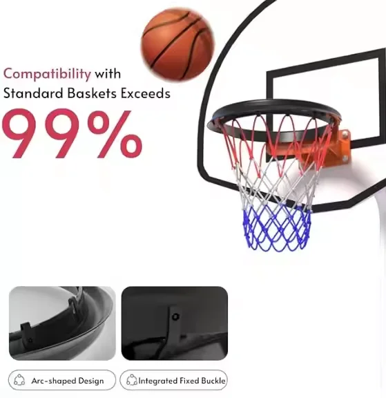 Rede de basquete profissional portátil, fácil instalação, sistema de lançamento e conexão para aros sem aro