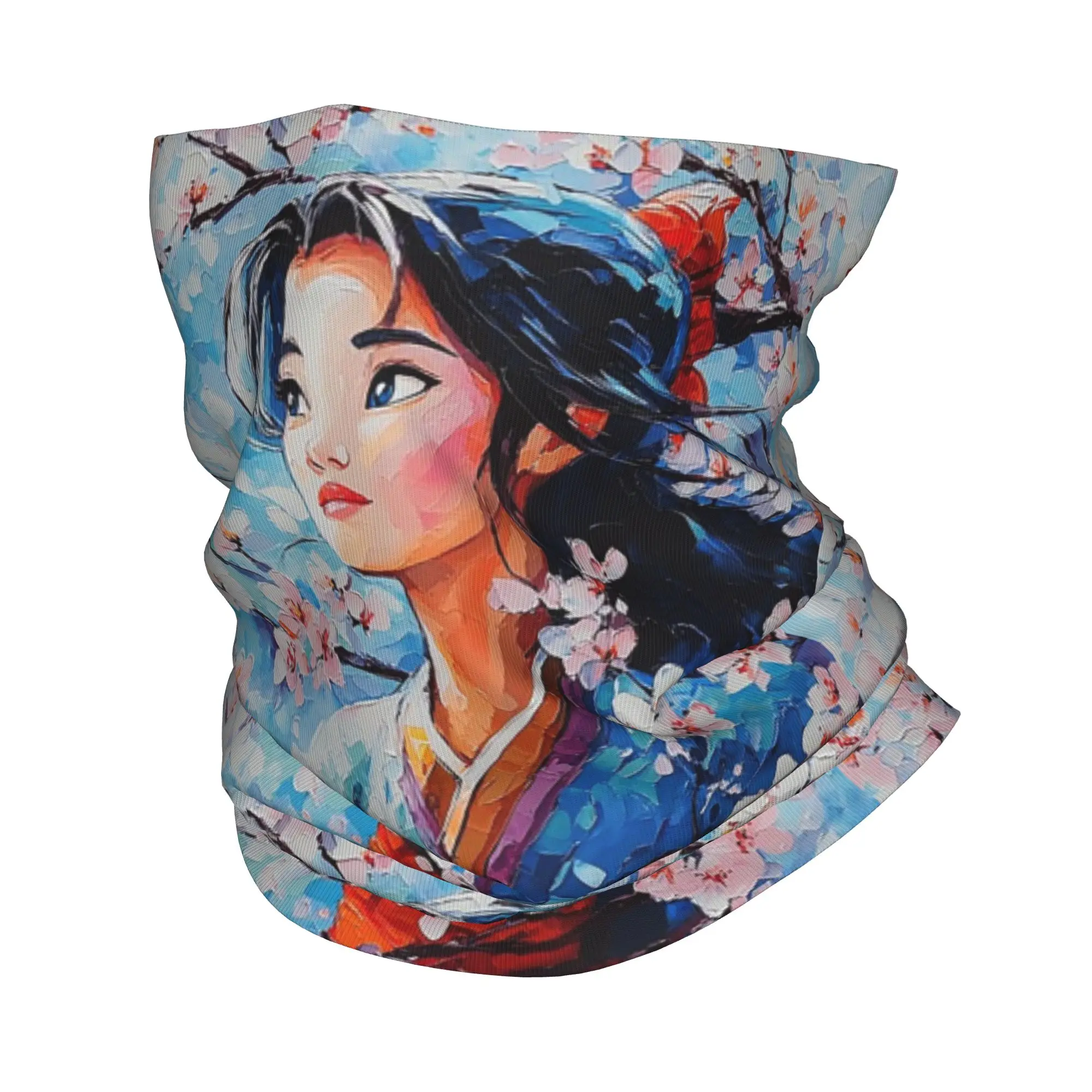 

Custom Mulan Cherry Blossom Winter Headband Neck Warmer Women Men Ski Cycling Tube Scarf Face Bandana Gaiter