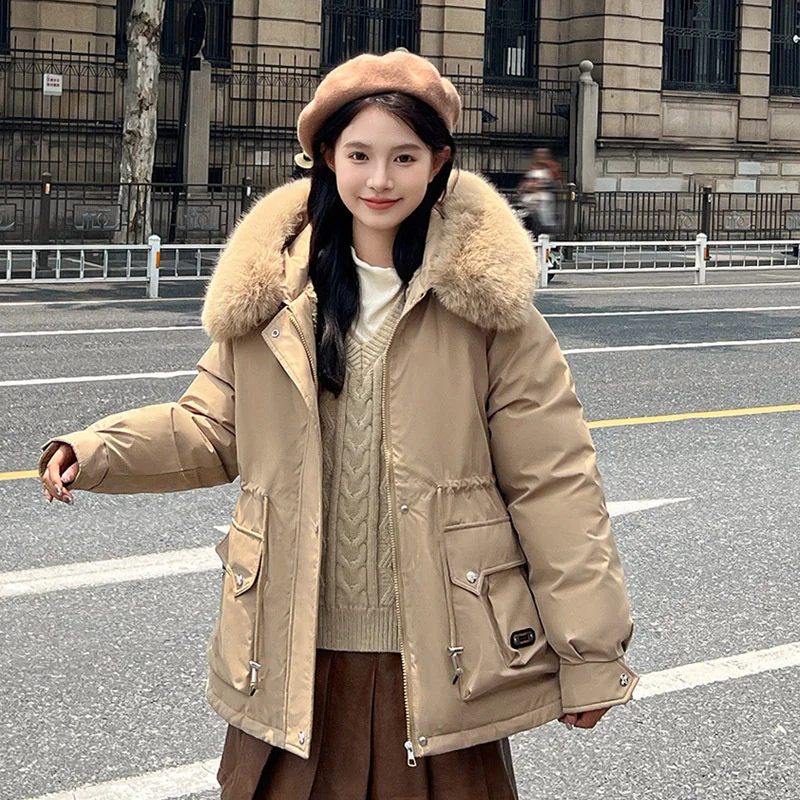 

Женская осенняя парка из овчины с принтом, утепленная, на тонкой подкладке, с широким поясом, в стиле OL, ветрозащитная, с декоративными элементами, для молодых женщин