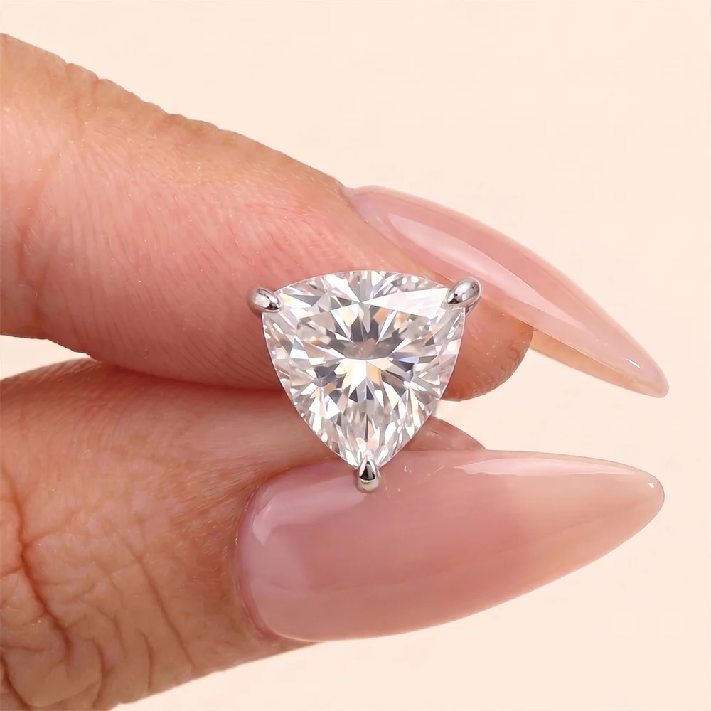 AIDE 925 Sterling Silber Klassischer Moissanit-Ohrstecker mit flacher Rückseite für Damen, 1 Karat, geometrische Form, Hochzeitsschmuck – Detail 21