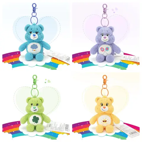 Kawaii Rainbow Bear Keychain Anime Carebears Plush Pendant Cartoon Care Bears Child Toy Cute Girl Backpack Pendant Gift