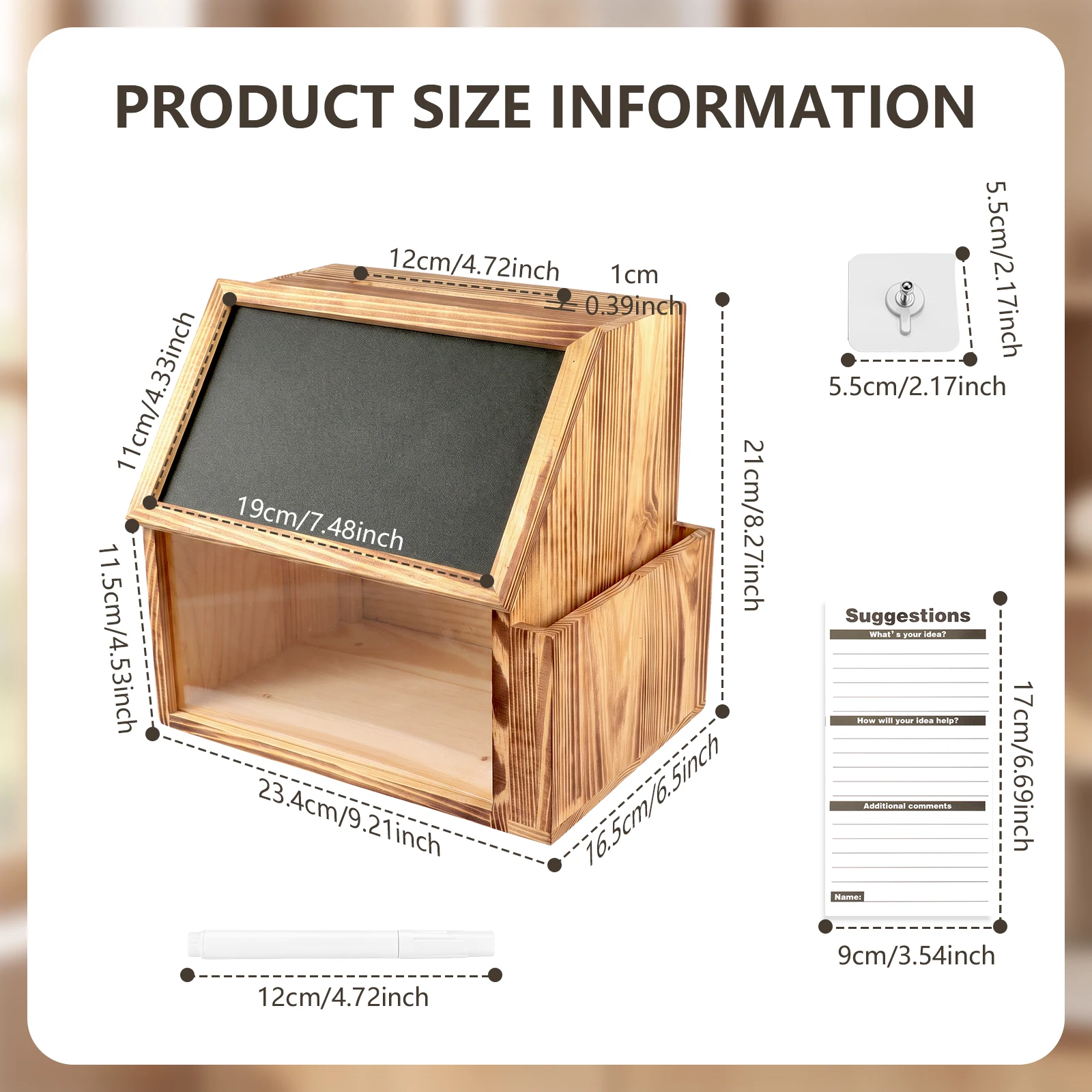 Wooden Suggestion Box Wall-mounted Mail Ballot Box Vintage Donation Box With Slot Lock and Panel for Charity Customer Complaint