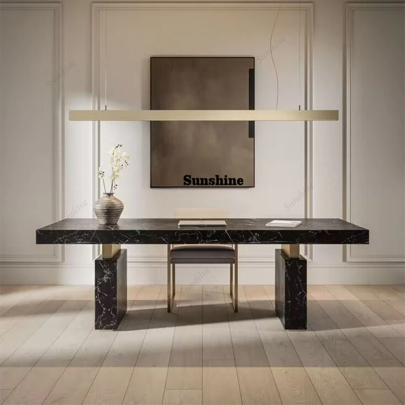 Modern light luxury study desk special-shaped simple high-end marble desk