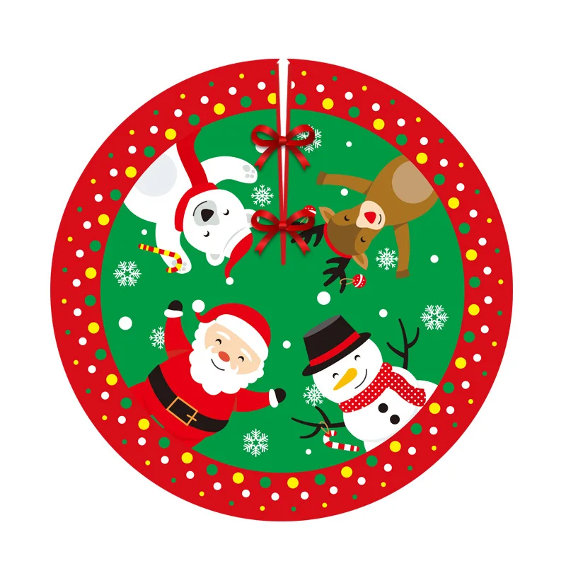 

Christmas Tree Skirt Printing Ornament Party Set Decorator Circular Carpet Home Festival Atmosphere Props Fabric Arrangement