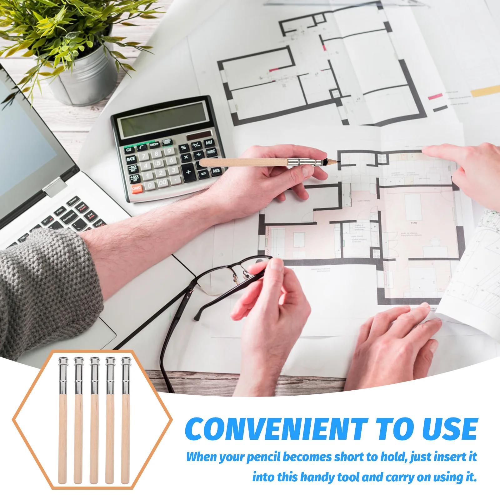 

10pcs Pencil Extender Holder For Colored Pencils Wooden Extension Tool Art Drawing Sketching Office School Supplies Stationery